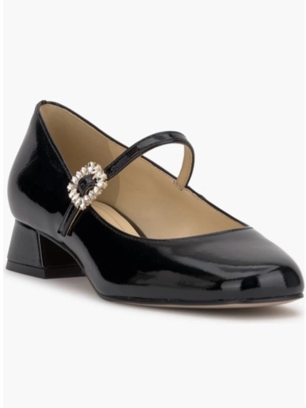 Jessica Simpson Black Patent Mary Jane Pumps with Jeweled Buckle Size 8.5